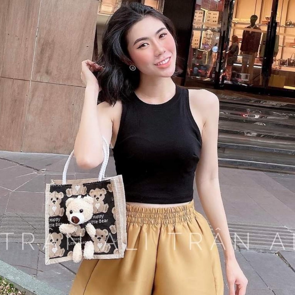 Áo Ba Lỗ Nữ Kiểu Croptop Hở Vai Chất Borip Dày Mịn Co Giãn 4 Màu Trắng Đen Hồng Vàng Ảnh Chụp Thật | BigBuy360 - bigbuy360.vn