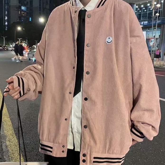 Áo khoác bóng chày vải nhung dáng Nam   ​rộng kiểu Nhật Bản cá tính For Men bomber hàng đầu unisex