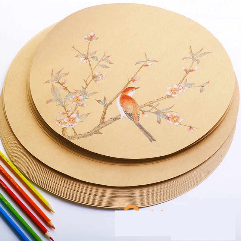 Giấy kraft hình tròn set 10 tờ để vẽ, trang trí, sketchbook, chì, màu nước, sáp