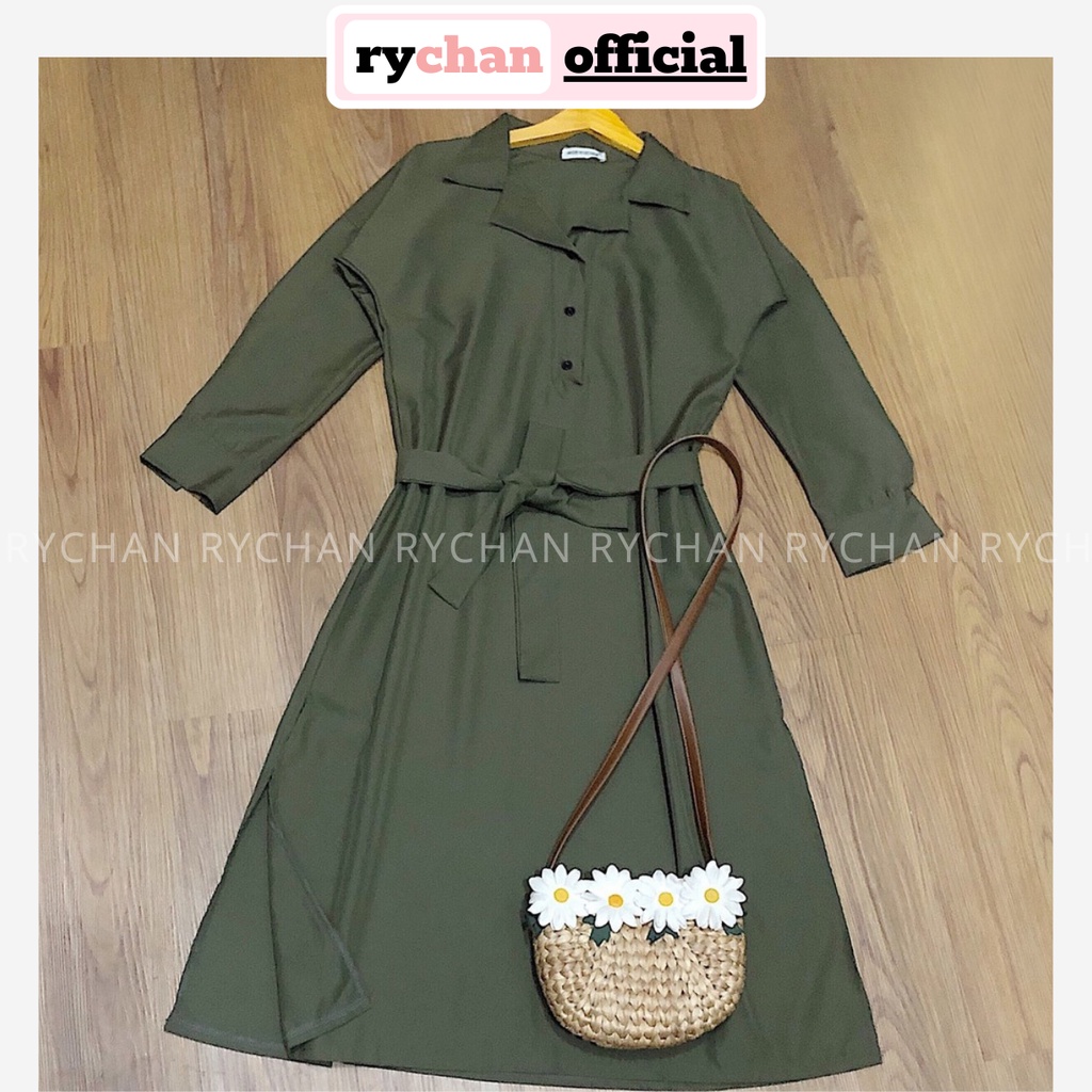 [ẢNH THẬT CUỐI] Đầm Suông Sơ Mi Rêu Form To - DS558