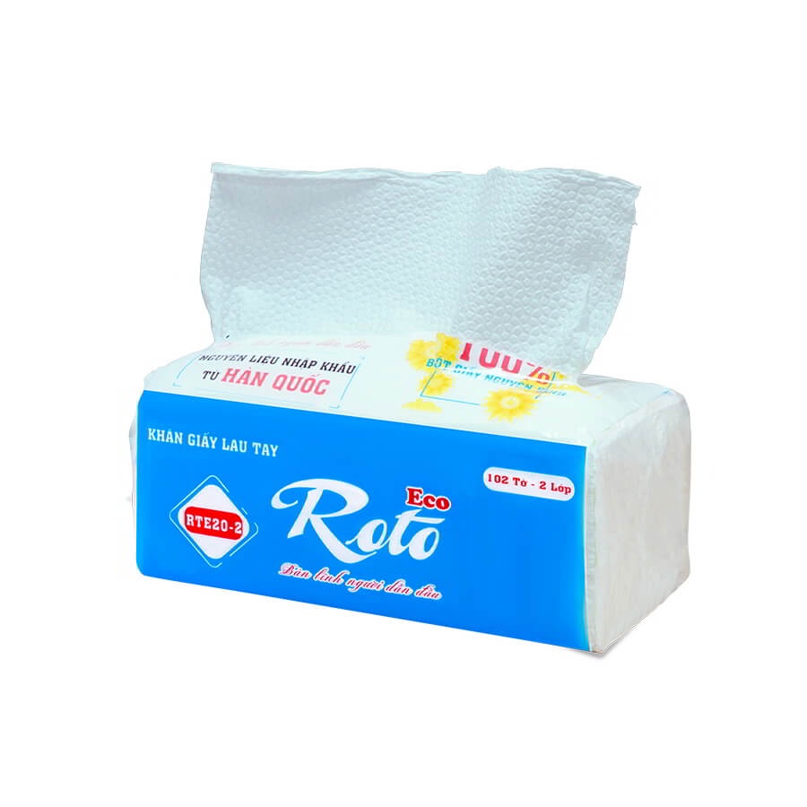 [ Quà tặng ] Khăn giấy rút lau tay đa năng 2 lớp 102 tờ ROTO ECO| Thế Giới Giấy | 100% bột giấy nguyên sinh | RTE20-2.