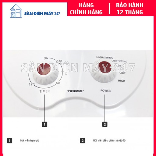 Quạt sưởi Halogen TIROSS TS929 1000W - Hàng chính hãng, bảo hành 12 tháng