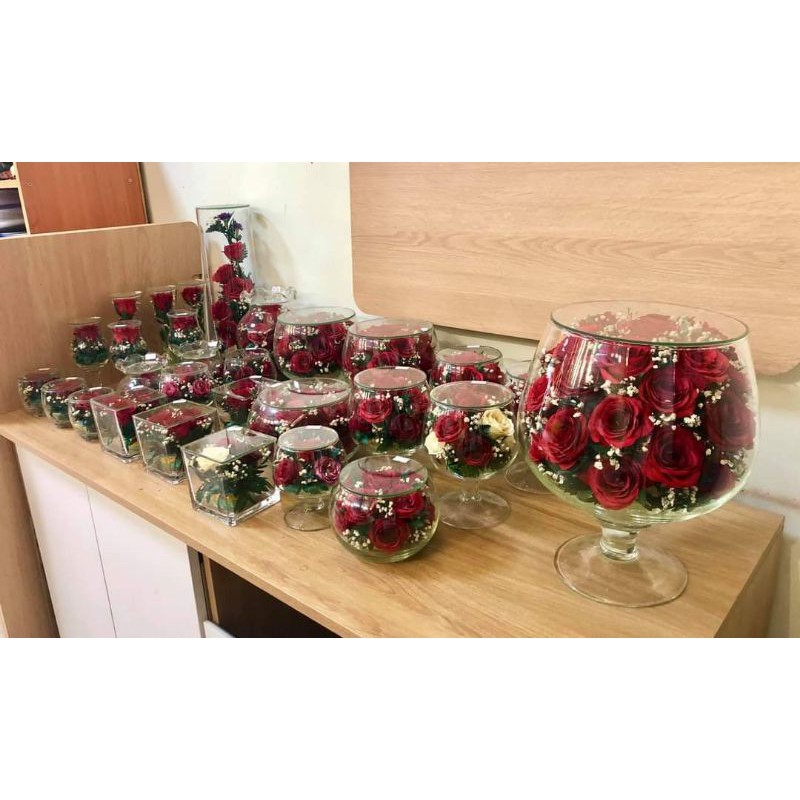 Hoa hồng tươi bất tử đựng trong thủy tinh pha lê sang trọng, độc đáo - Sản phẩm 100% made in Việt Nam.