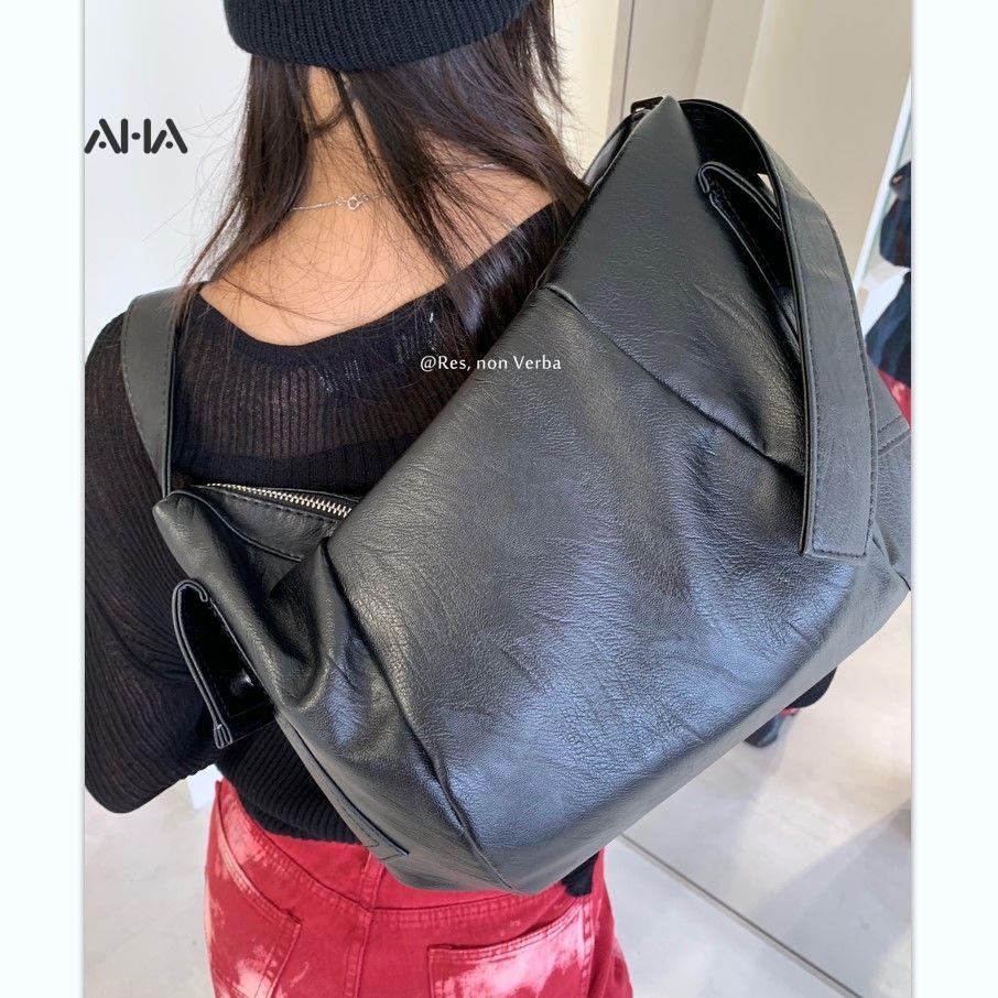 Túi xách AHA official chất liệu da cỡ lớn phong cách cổ điển cho nữ