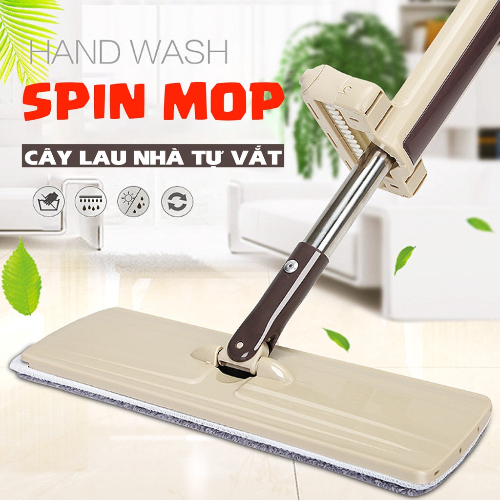 Cây lau nhà tự vắt thông minh xoay 360 độ tặng kèm 2 bông lau tiện dụng