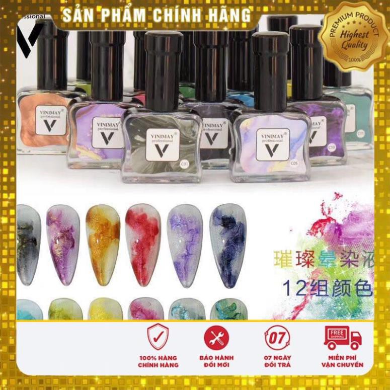 Loang cồn nhũ vinimay 12 màu lên mầu đẹp và rõ