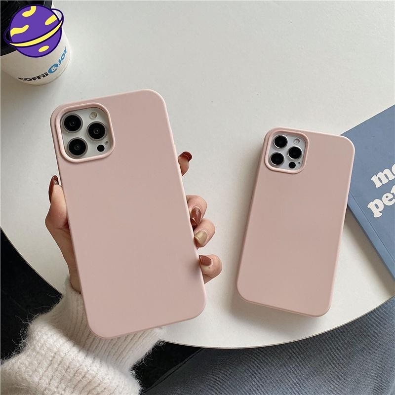 Ốp điện thoại silicon mềm màu hồng cát thích hợp cho iPhone 13 12 11 Pro X Xs Max 7 8 6s Plus