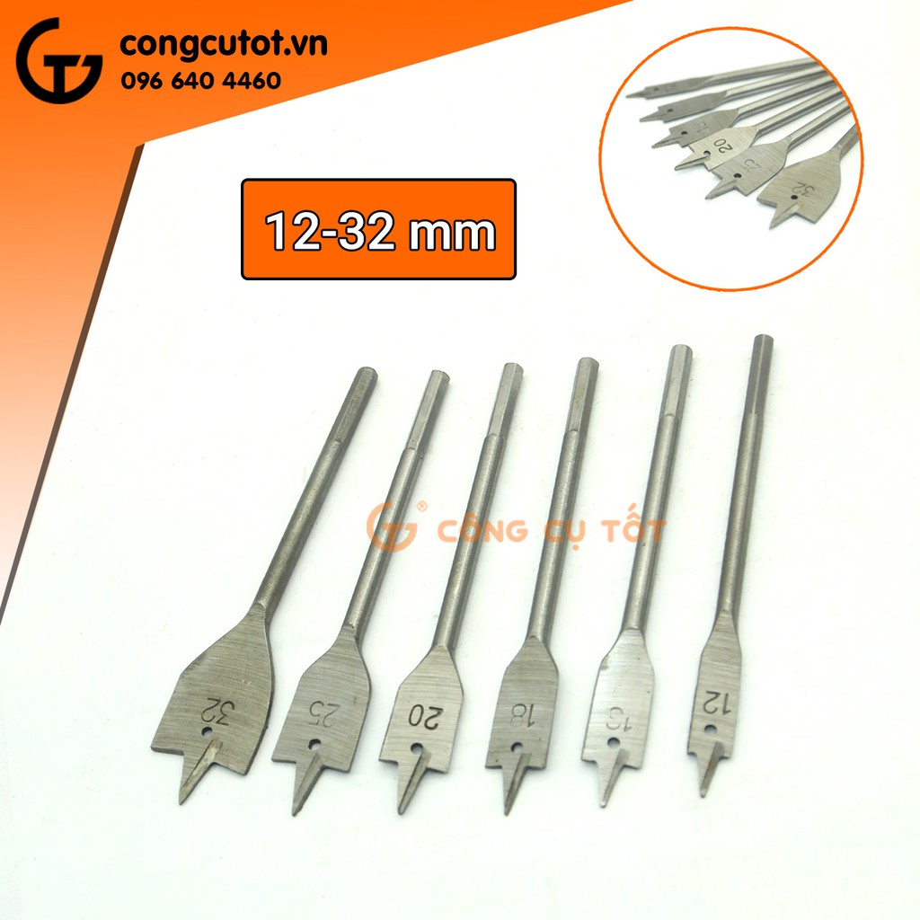 Bộ 6 mũi khoan đuôi cá 12-32mm