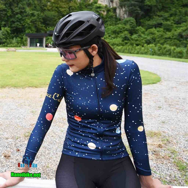 Áo dài tay xe đạp Nữ chất Nỉ Monton Lifestyle Spacecat