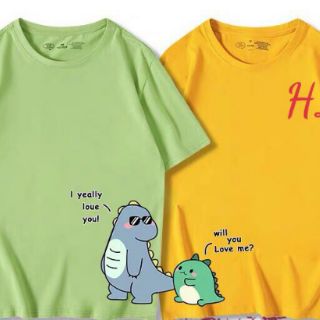 Áo đôi khủng long theo đuôi cộc tay