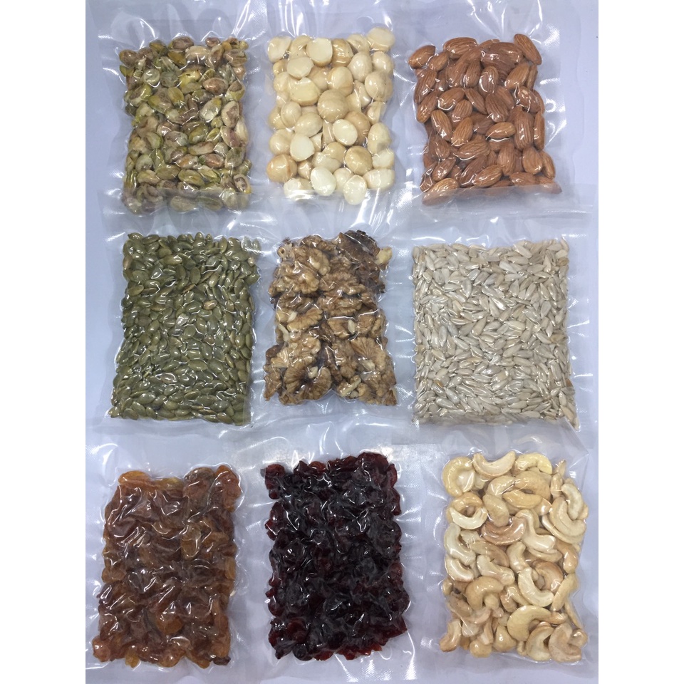 Nguyên liệu làm Granola và Hạt dinh dưỡng Mix / hạt trộn / Hạt hỗn hợp-100g mỗi lọai