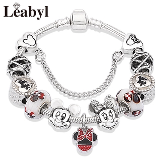 PANDORA Vòng Tay Màu Đỏ Hình Chuột Minnie P10936