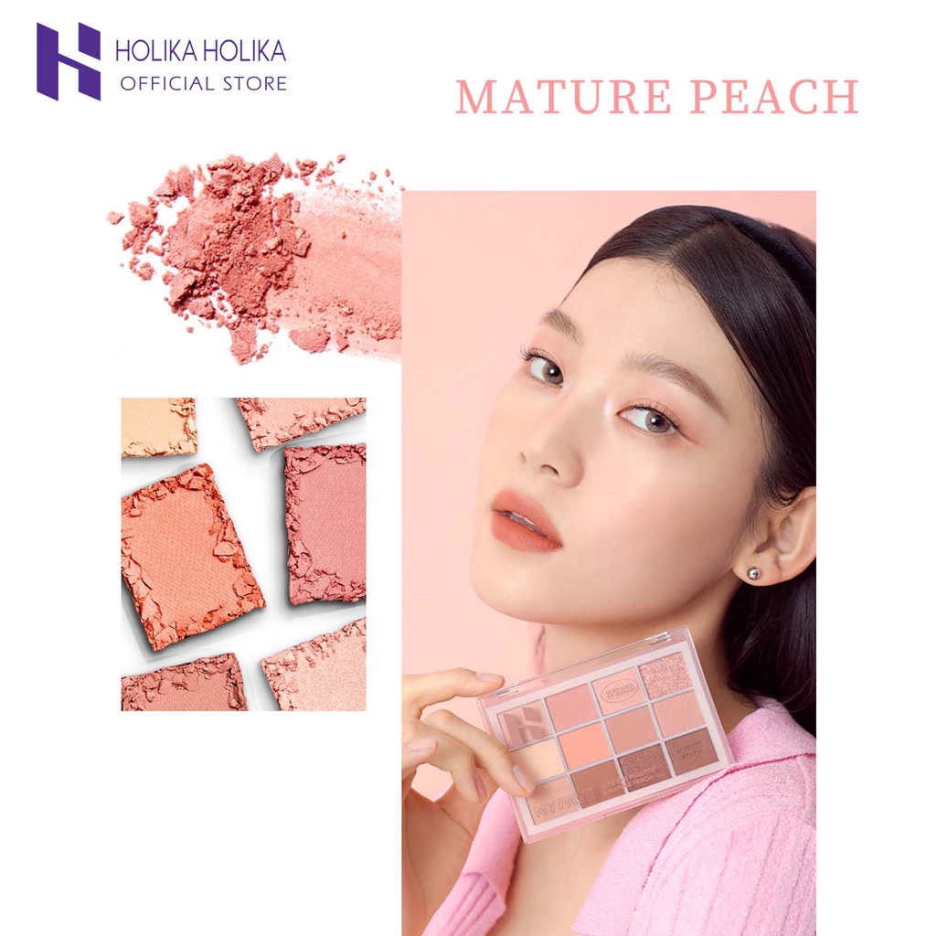 Bảng phấn mắt HOLIKA HOLIKA My Fave Vibe Mature Peach thiết kế 12 ô