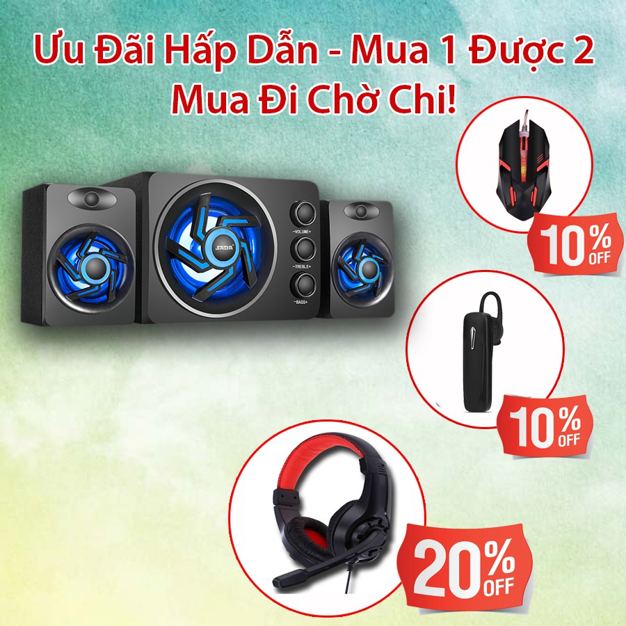 {RẺ VÔ ĐỊCH} Bộ 3 Loa Vi Tính Để Bàn D-209 Âm Thanh Trầm Hỗ Trợ Bluetooth, USB, Thẻ nhớ, Jack 3.5(màu ngẫu nhiên)