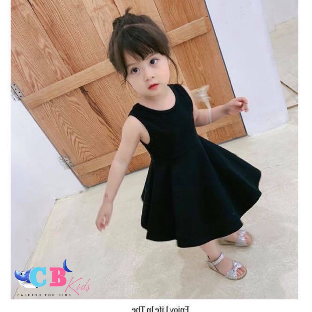 Váy bé gái cotton 3 lỗ dáng xòe đan 3 dây lưng XHN954