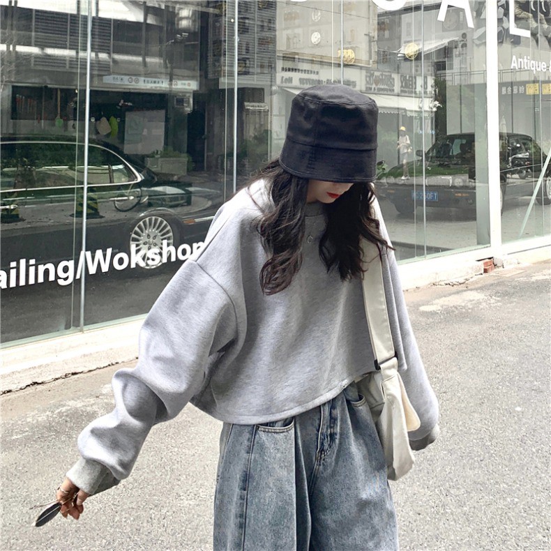 Áo croptop dài tảy nỉ CHỮ CÁI bo gấu phom rộng chất nỉ dày giá siêu rẻ A00189 | BigBuy360 - bigbuy360.vn