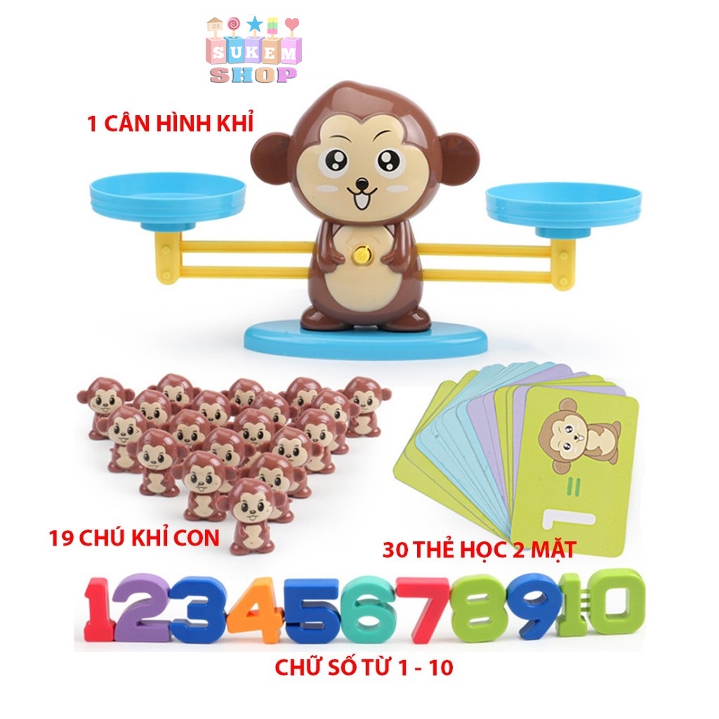 Bộ Đồ Chơi Khỉ Cân Bằng Toán Học  Monkey Balance  Cân Thông Minh giúp Bé Học Số Đếm Và Phép Tính