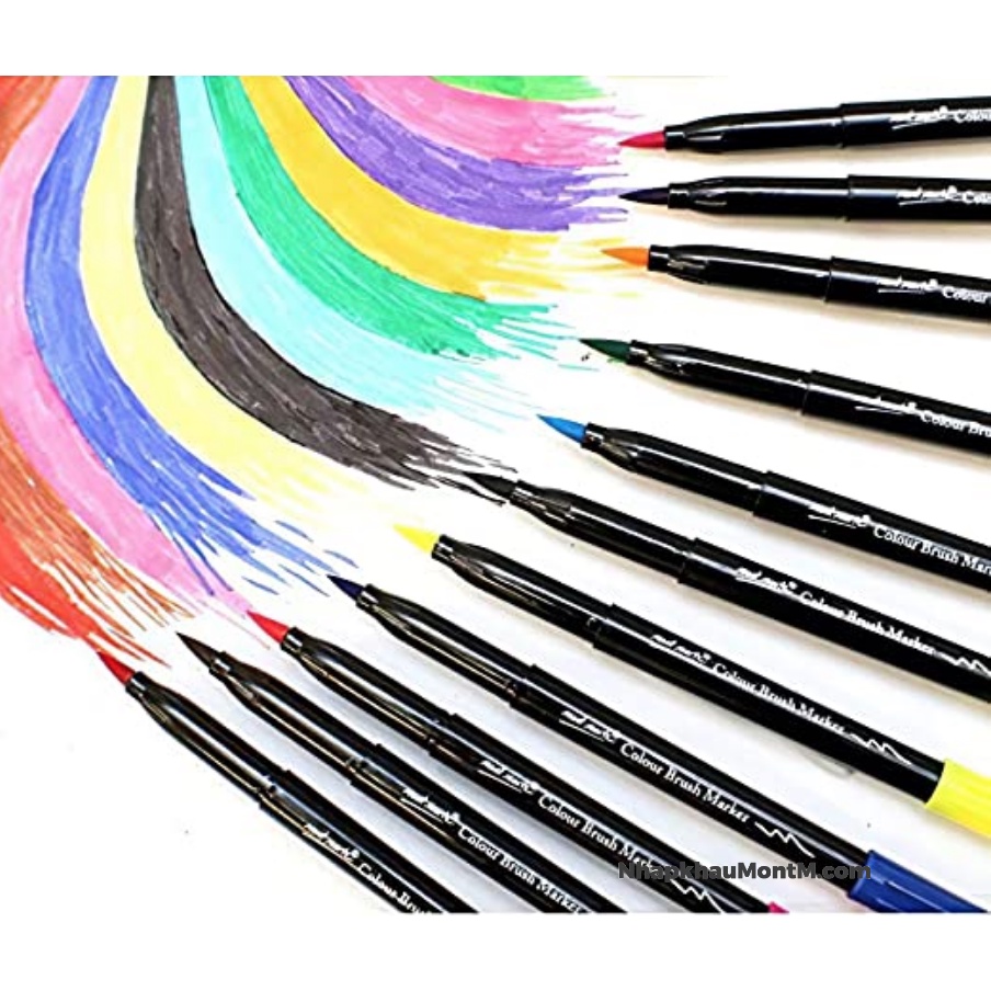 Bộ bút màu dạ marker Mont Marte Signature Colouring Brush Markers 12 màu