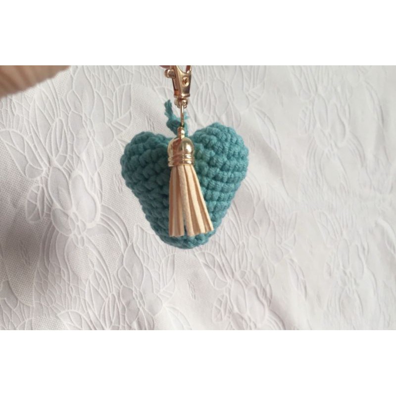 [Móc khoá len handmade] - Móc khoá trái tim bằng len - Móc khoá handmade-  Heart Key chain