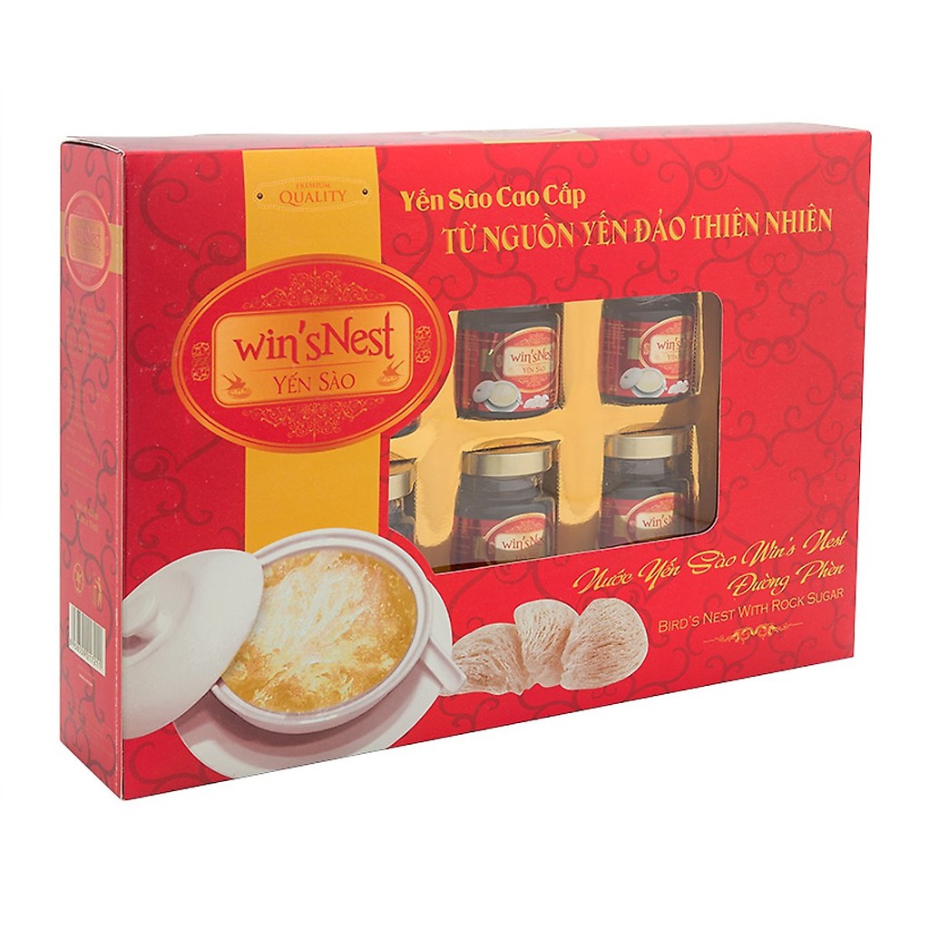 Nước Yến sào win'sNest chưng sẵn đường phèn (6 Lọ x 70ml / Hộp) Tặng kèm túi xách