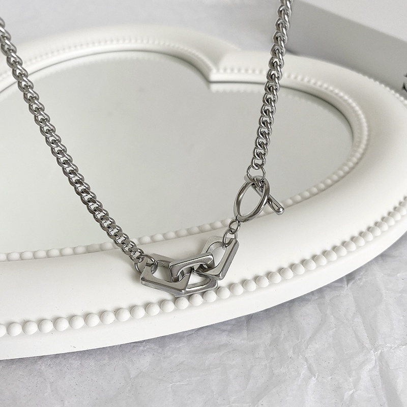 Vòng cổ Mặt Hình Học Bằng Thép Titan Phong Cách Thời Trang Mới