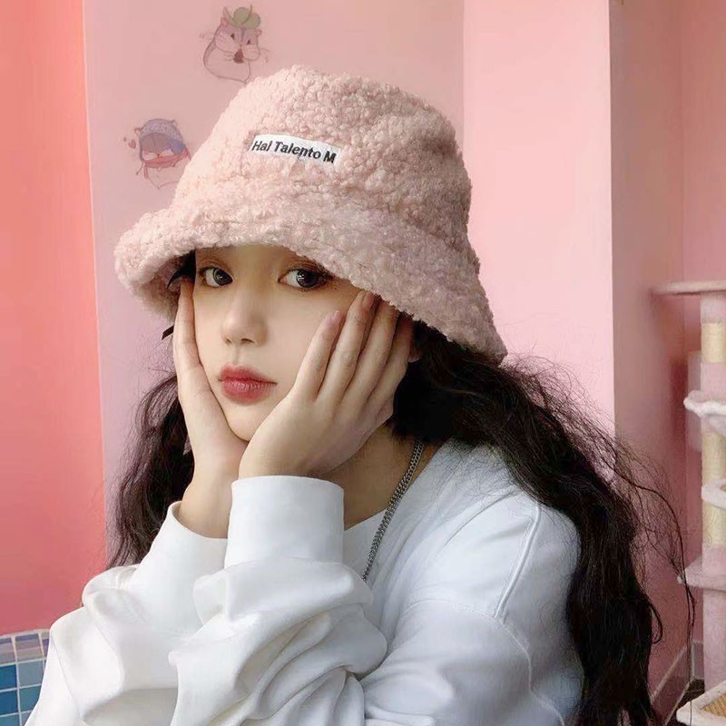 Mũ xô len lông cừu mềm phong cách Hàn Quốc Retro Thu Đông Ulzzang