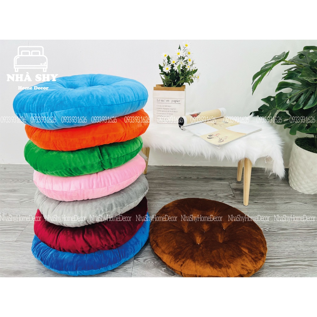 Đệm ngồi bệt hình tròn , đệm ngồi bàn trà chất nỉ nhung size đường kính 40cm