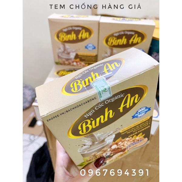 Bột Ngũ cốc Organic dinh dưỡng Bình An pha uống (Hộp 15 gói x 15g) - Giúp tăng/ giảm cân, lợi sữa thơm ngon, bổ dưỡng