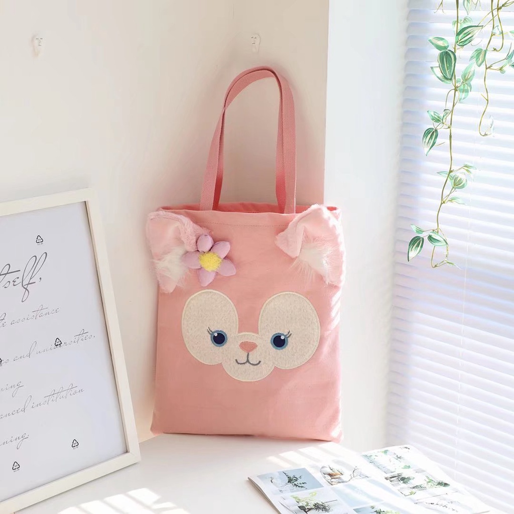 Túi xách canvas sức chứa lớn họa tiết hoạt hình Disney dễ thương dành cho nữ