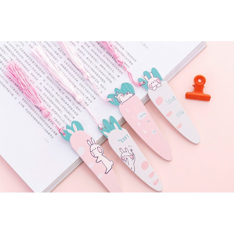 Bookmark Gỗ Thỏ Hồng