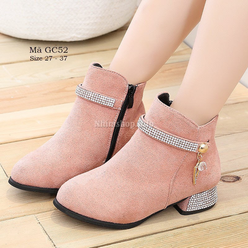 Giày bốt cao gót cho bé gái 3 - 12 tuổi phong cách Hàn Quốc siêu sang GC52
