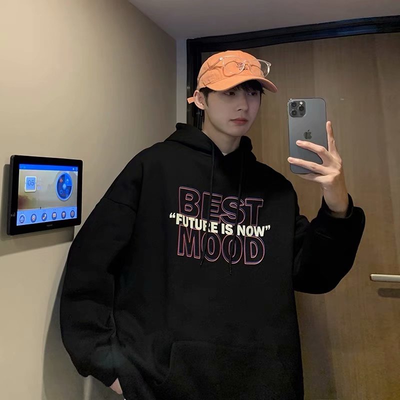 Áo hoodie dáng rộng phong cách đại học thường ngày kiểu Hàn thời trang mùa đông size lớn M-5XL cho nam