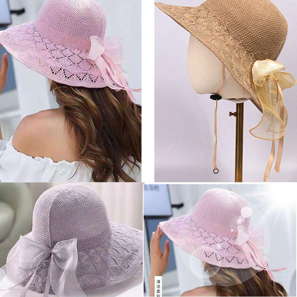 Mũ Rộng Vành Thoáng Khí Thắt Nơ Thời Trang Đi Biển Mùa Hè Cho Nữ