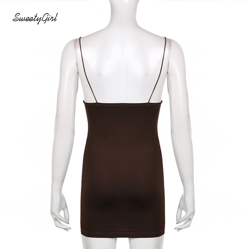 Đầm Ôm Hai Dây Cổ Chữ V Hở Lưng Thời Trang Gợi Cảm Cho Nữ