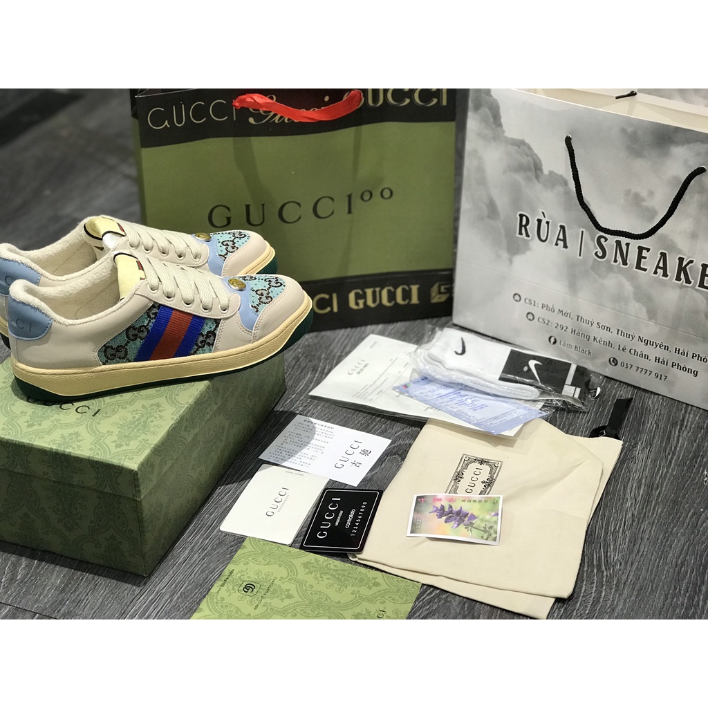 Siêu Phẩm Giày Thể Thao Sneaker Gu..CCi Xanh Đính Đá SIêu Xinh Cao Cấp Ảnh Thật + freeship + Tặng Tất