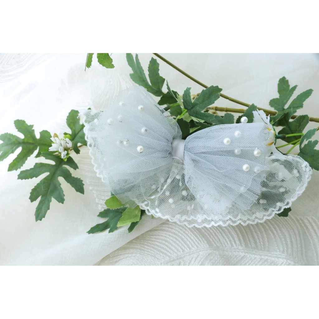 Vòng đeo cổ CAMQUYTSTORE ren bi kèm nơ dễ thương cho thú cưng chó mèo