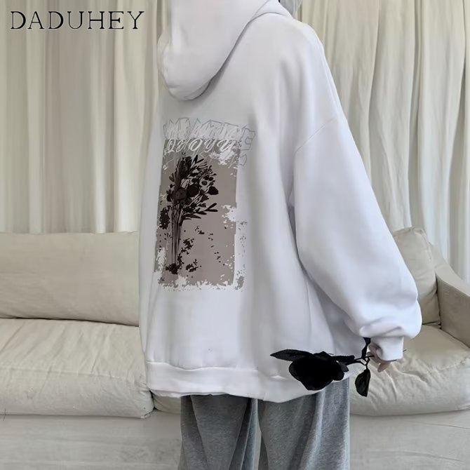 DaDuHey 2022 New Men's Autumn Ins Loose Hooded Sweater Hong Kong Style Trendy Brand Printed All-Matching Top