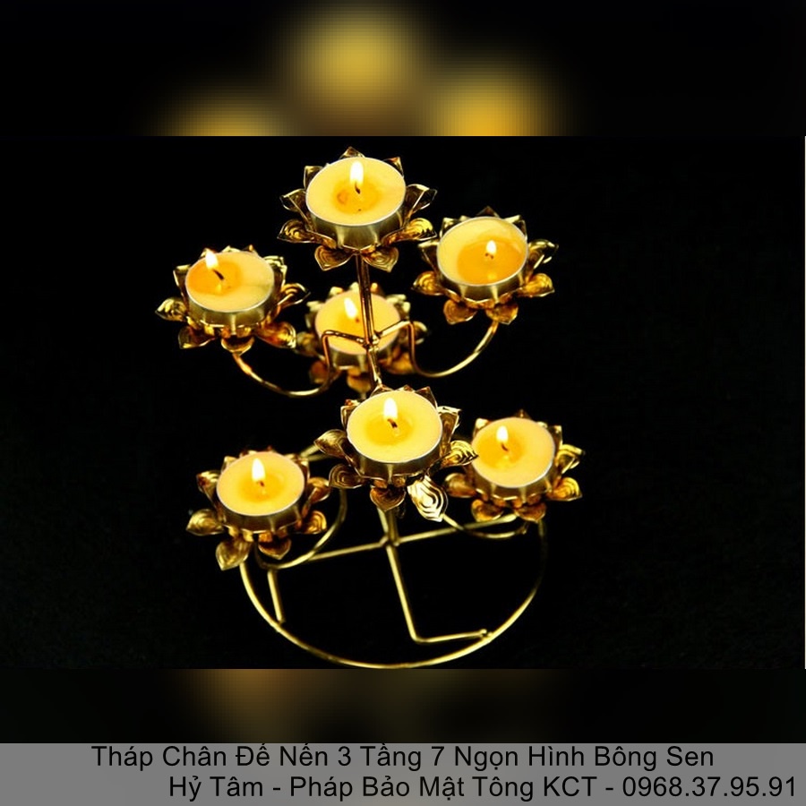 |Chuẩn Đẹp| Tháp Chân Đế Nến 3 Tầng 7 Ngọn Hình Bông Sen Vững Chắc