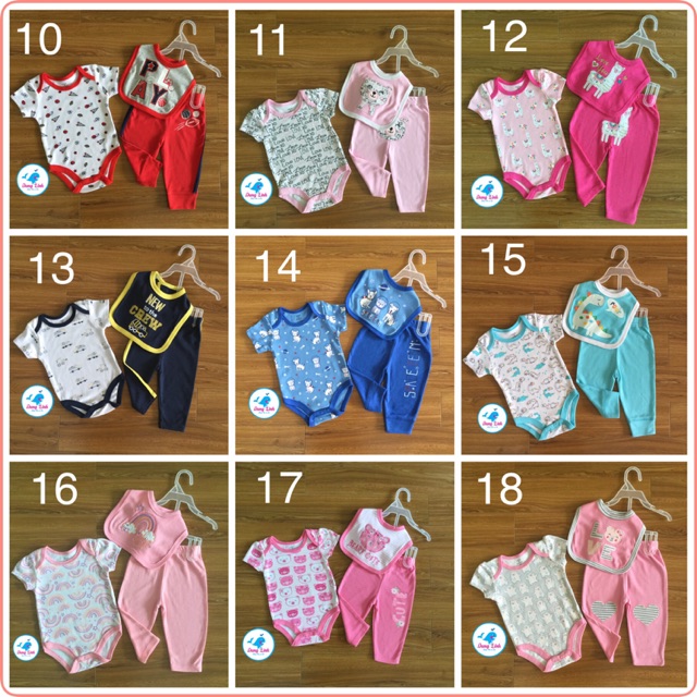 SET 3 CHI TIẾT Zak & Zoey gồm (body suit + quần +yếm)