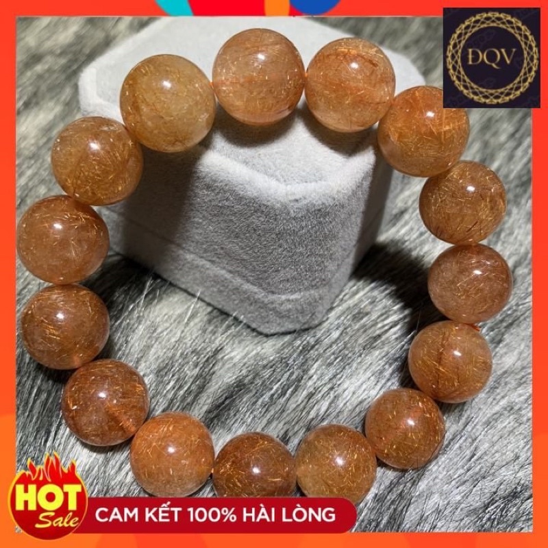 Chuỗi vòng Thach Anh tóc đỏ cam vip size từ 8-15li, tặng kèm dây xâu dự phòng- ĐQV