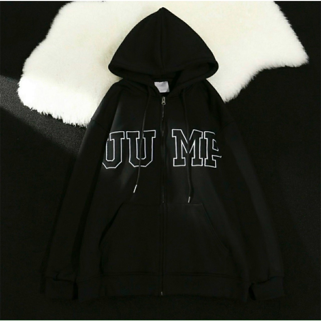 Áo khoác nỉ full zip nam nữ JUMP form rộng bo gấu tay phồng hàn quốc fammilyshop-áo khoác ulzzang