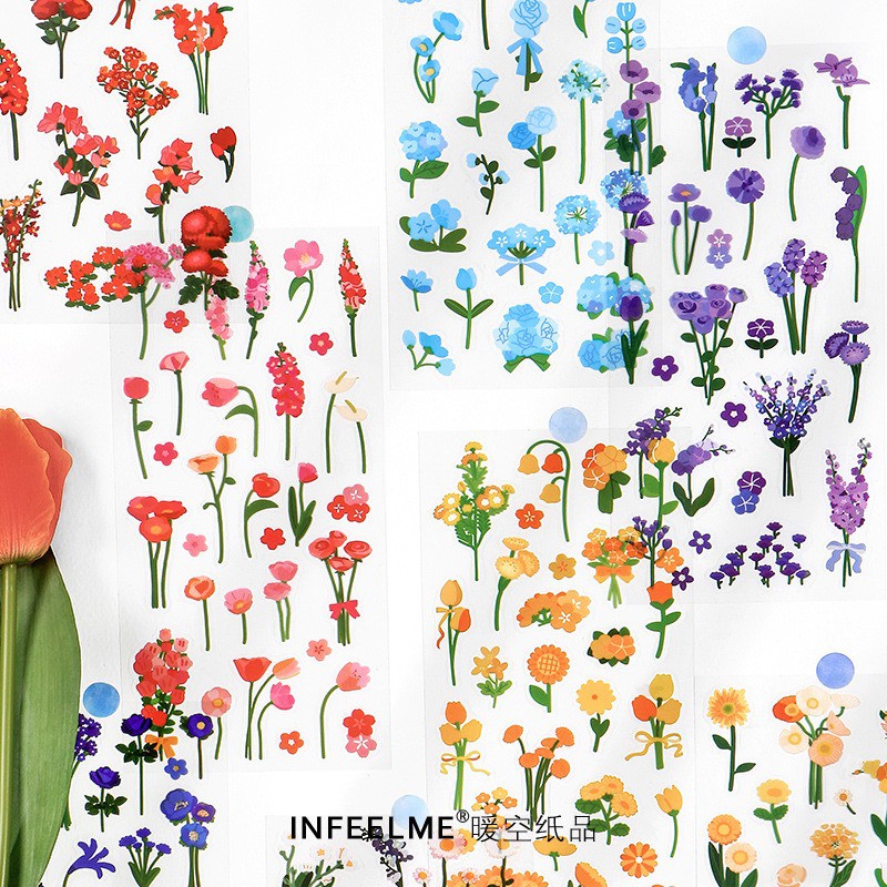 Sticker hoa vintage aesthetic trong hình dán trang trí sổ tay bullet journal dụng cụ dán planner Dried Flowers