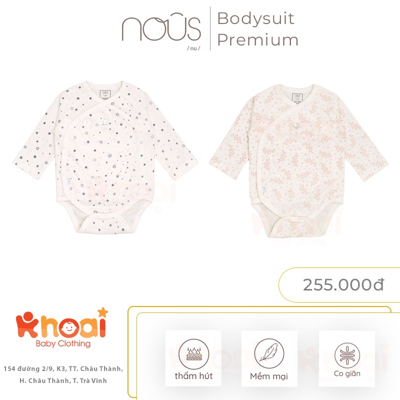 [Nous Premium] Tổng hợp Bộ bodysuit Nous cài lệch dài tay - Chất liệu cao cấp, co giãn đa chiều