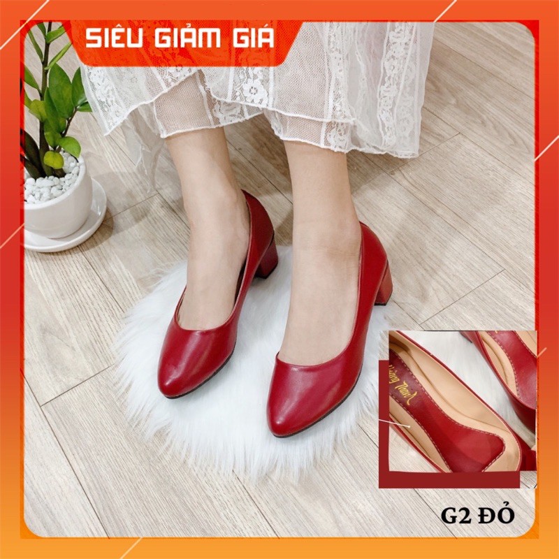 [FREESHIP-CÓ SIZE LỚN 40,41] Giày Cao Gót Nữ Đế Vuông 3cm Da Mềm Mũi Trơn Sang Trọng Mã G2