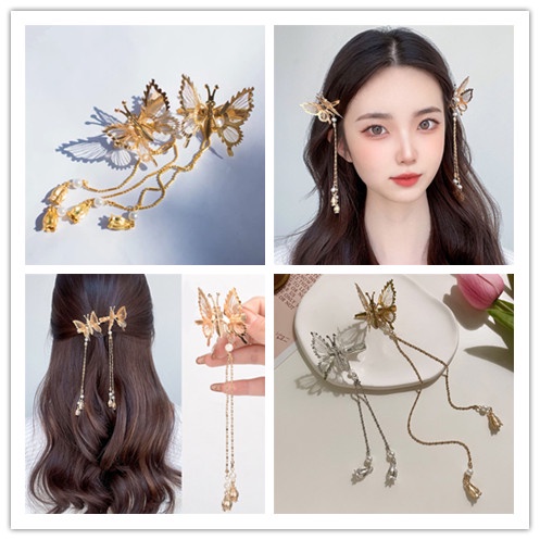 1 Kẹp Tóc Dạng Chuỗi Hạt Ngọc Trai Phối Tua Rua Thời Trang Cổ Điển Cho Nữ