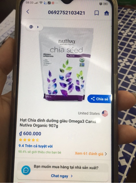 HẠT CHIA MỸ NUTIVA  NURTURE VITALITY ORGANIC SUPERFOOD  DAY 2021