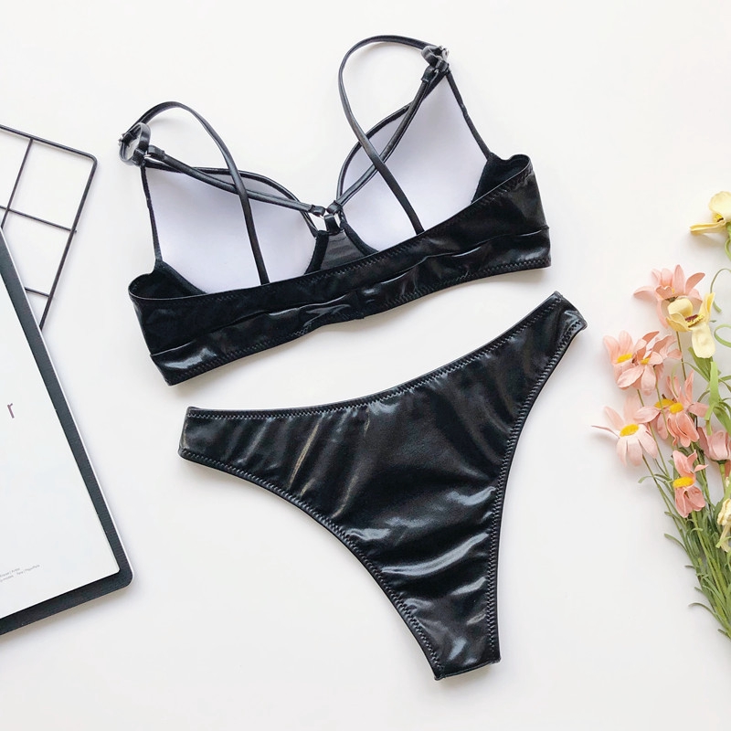 Bikini da bóng màu đen quyến rũ dành cho nữ