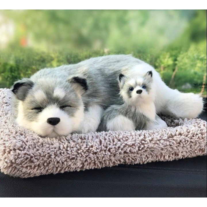 Cún mèo than hoạt tính khử mùi xe ô tô, trang trí taplo xe hơi có tiếng kêu dễ thương size lớn 21x28cm