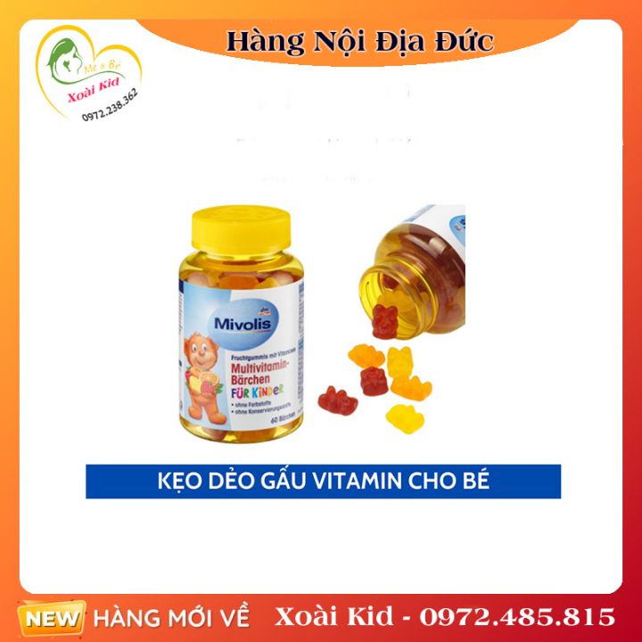 Kẹo gấu vị trái cây bổ sung Vitamin tổng hợp cho trẻ em Mivolis Mutilvitamin Barchen 60 viên - Nội Địa Đức Đủ Bill