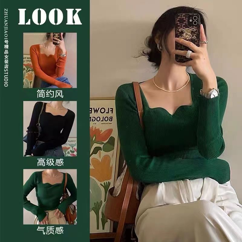 Áo Dệt Kim Cổ Ren Gợn Sóng Phong Cách Hàn Quốc Thời Trang Mùa Xuân Mới 2022